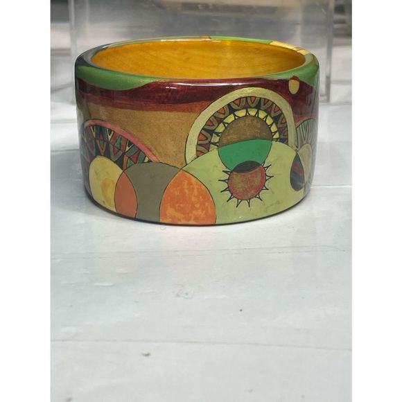 signed by blank artistic wide wood bangle - Picture 2 of 4
